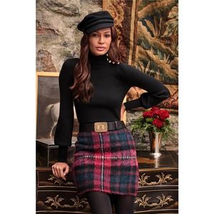 NWT Lauren Ralph Lauren Plaid Mohair Pencil Skirt - Winter Fall Mini Preppy
